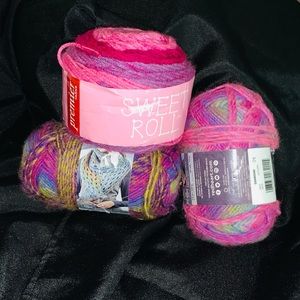 Sweetroll raspberry swirl redheart Shanghai redheart  Barcelona yarn bundle pink